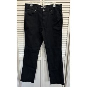 Levis 505 Black Zip Logo Straight Leg Size 33x34 Mid Rise Cotton